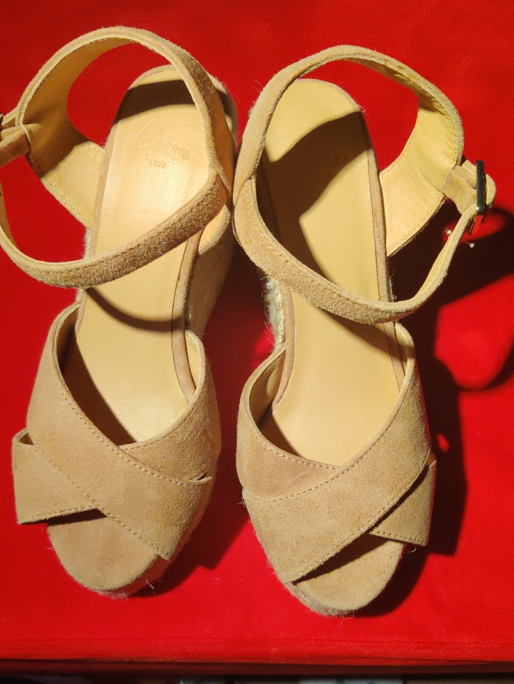 Castaner Blaudell Espadrille Suede Wedge Sandals Size 5 EU 35 Beige